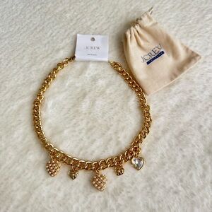 J. Crew Gold Necklace with Heart Charms